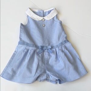 Janie and Jack Spring Summer Cotton Chambray Blue Romper Infant Size 3-6 Months